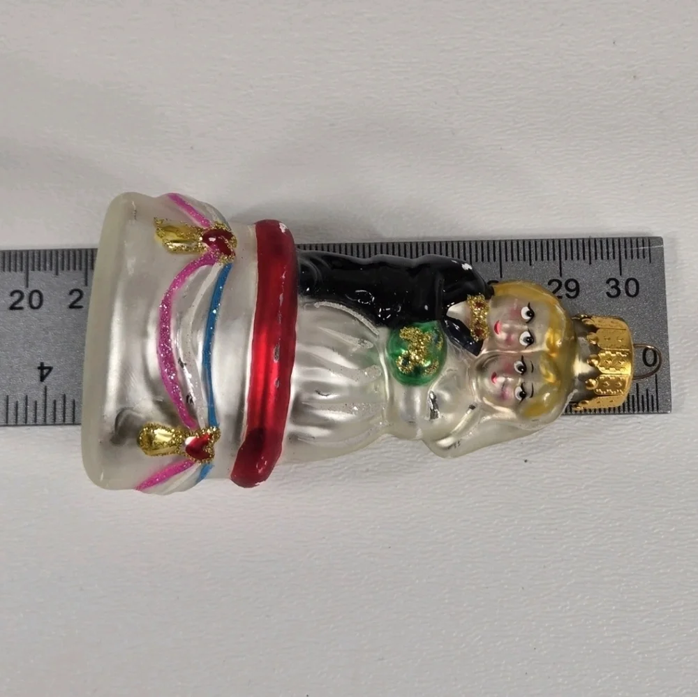 VTG‎ Wedding Bride Groom Couple Glass Christmas Tree Ornament Gift  Hand Painted
